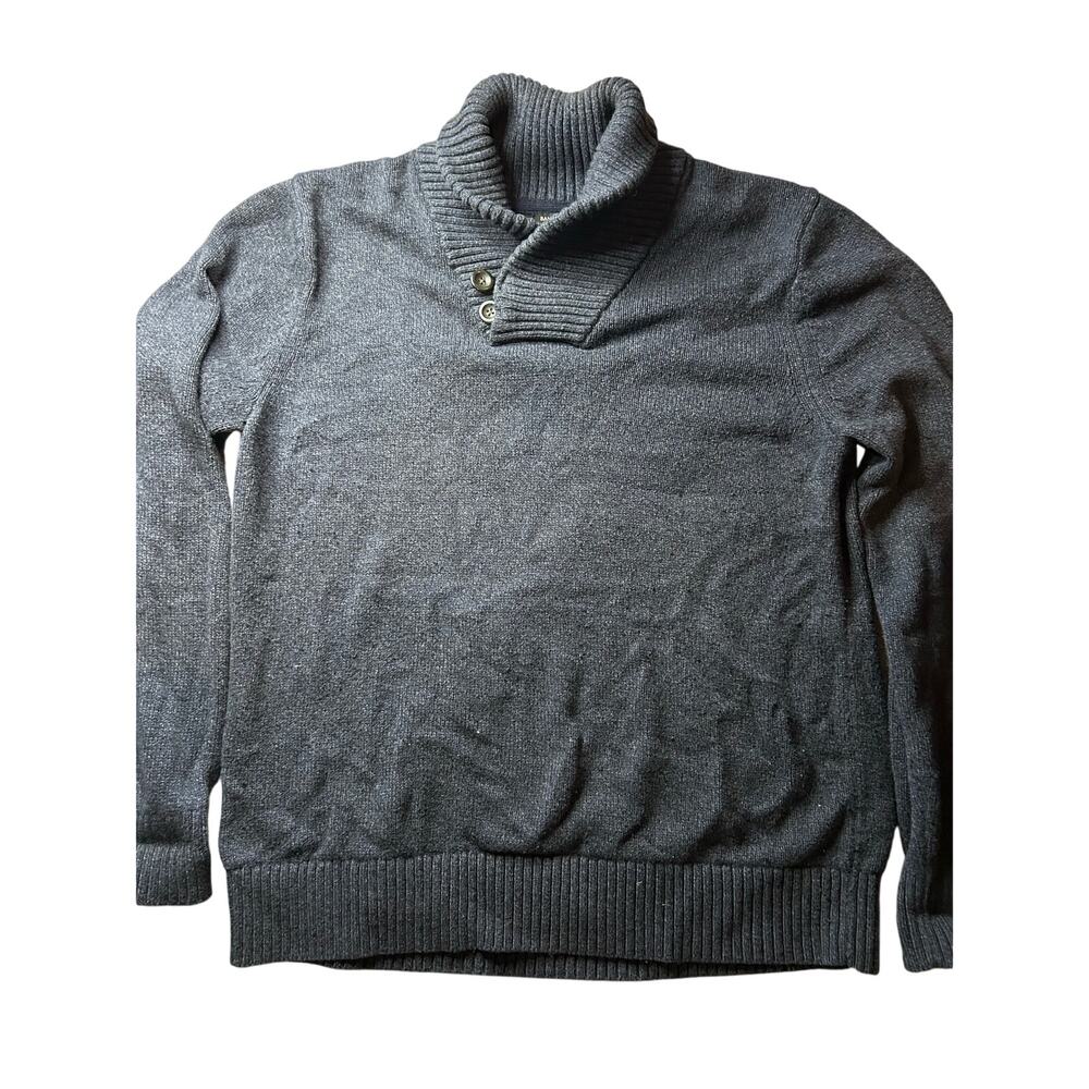 Banana Republic L Fisherman Cotton Wool Grandpa Sweater Shawl Button Collar